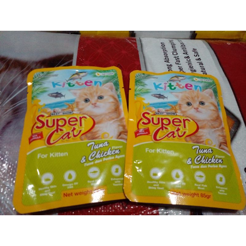 Super cat sachet kitten tuna chiken 80gr