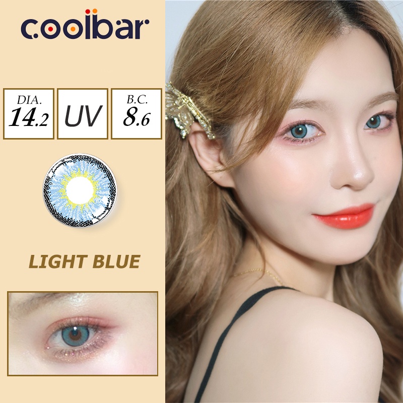 COOLBAR 1 Pasang Lensa Kontak Warna Diameter 14.2 MM Lensa Kontak Soflens/Softlense Light Gray/Light Bule