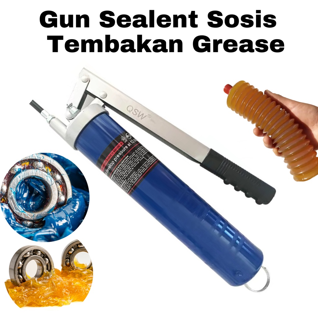 GUN SEALANT SOSIS 15 INCH KUALITAS TERBAIK - BARREL GUN / TEMBAKAN SEALANT SOSIS - TEMBAKAN GREASE MINYAK Grease Gun  / Pompa Gemuk Tangan / Alat Penghisap Oli Pompa Gemuk Stempet Tangan