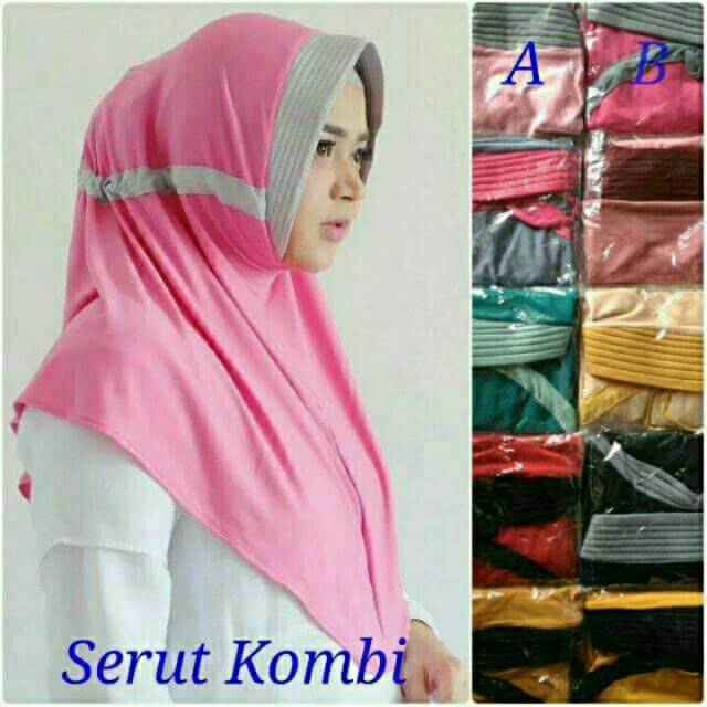Serut Kombinasi STANDART Annindya Jilbab Instand Hijab Anindya two Tone Kerudung Jersey Zoya