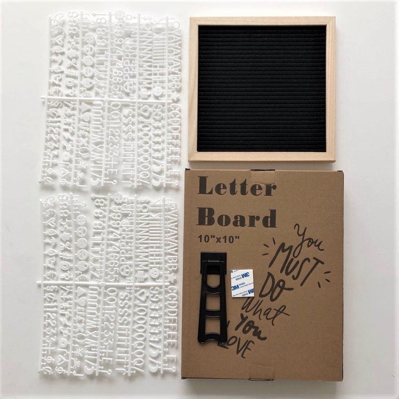 PAPAN NAMA BAYI/ LETTER BOARD Felt Letter Board White letter board- [include standing kayu + satu set huruf angka] 25x25cm fullset