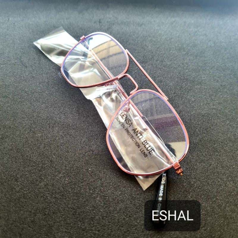 Kacamata Anak Anti Radiasi Hp Komputer Laptop gaya Retro Aviator Besi-Pink