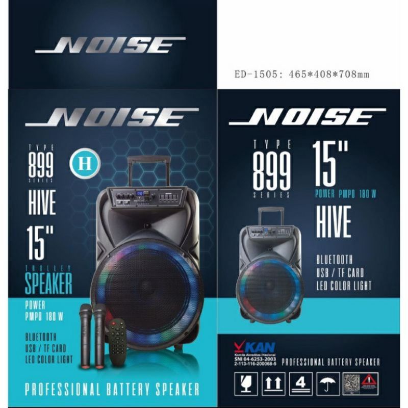 Noise Speaker Portable 899H HIVE - 15 Inch - FREE 2 MIC WIRELESS