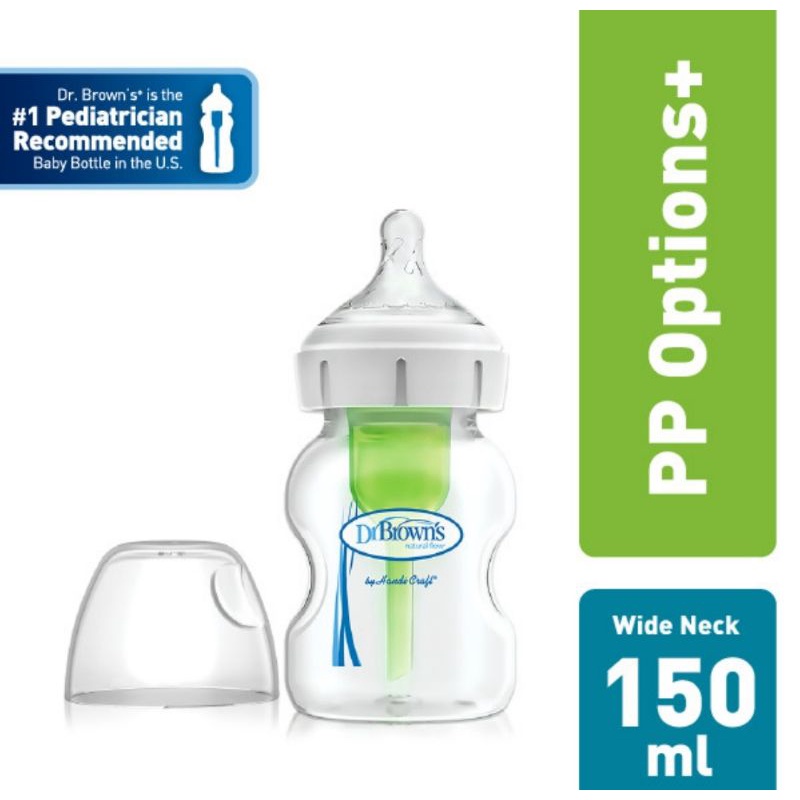 Dr.Brown's Wide Neck Option+ PP Bottle 150ml (5oz)/Botol Susu Bayi