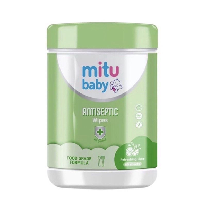 Mitu Baby Wipes Antiseptic 60S Botol Anti Kering Tisu Basah Tissu Bayi Antiseptik FOODGRADE Anti KUMAN