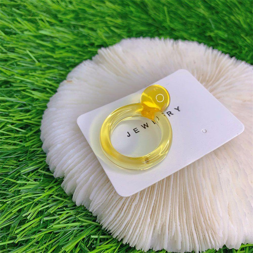 Mxbeauty Cincin Resin Hadiah Lucu Indah Manis Transparan Permen Warna Halus Geometris Fashion Perhiasan