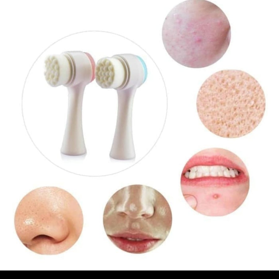 Pembersih Wajah Silikon Alat Cuci Muka Sikat 2in1 Facial Brush 2 sisi