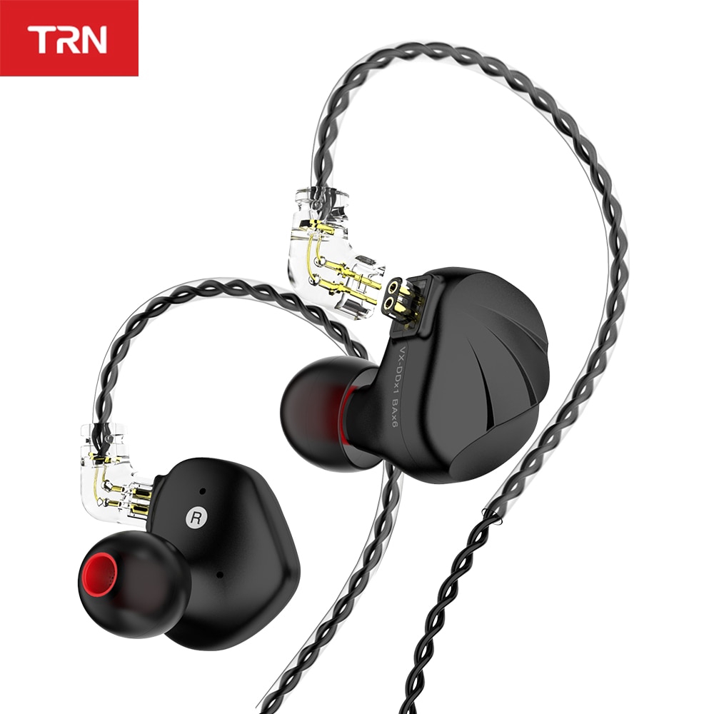 Trn Vx Earphone 6ba + 1dd Hybrid Metal In Ear Hifi Dj Monitor Dengan Kabel Bisa Dilepas Qdc