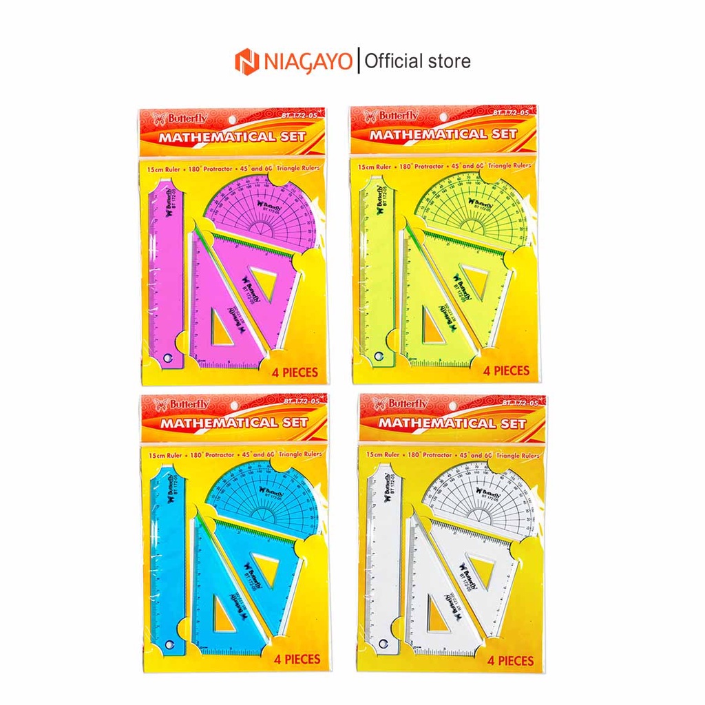 

Set Penggaris Butterfly Isi 4 Panjang Segitiga Dan Busur 180 Derajat BT 172 05