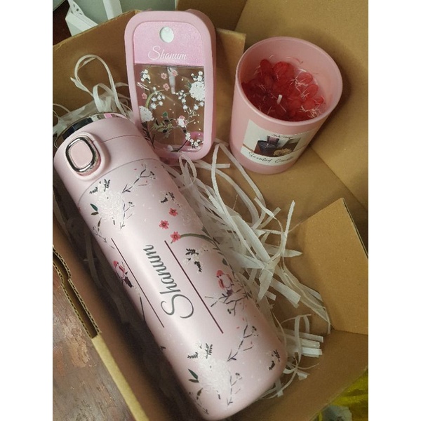 Hampers/Hadiah/Kado Custom Tumbler Botol Minum + Hand Sanitizer Tuca