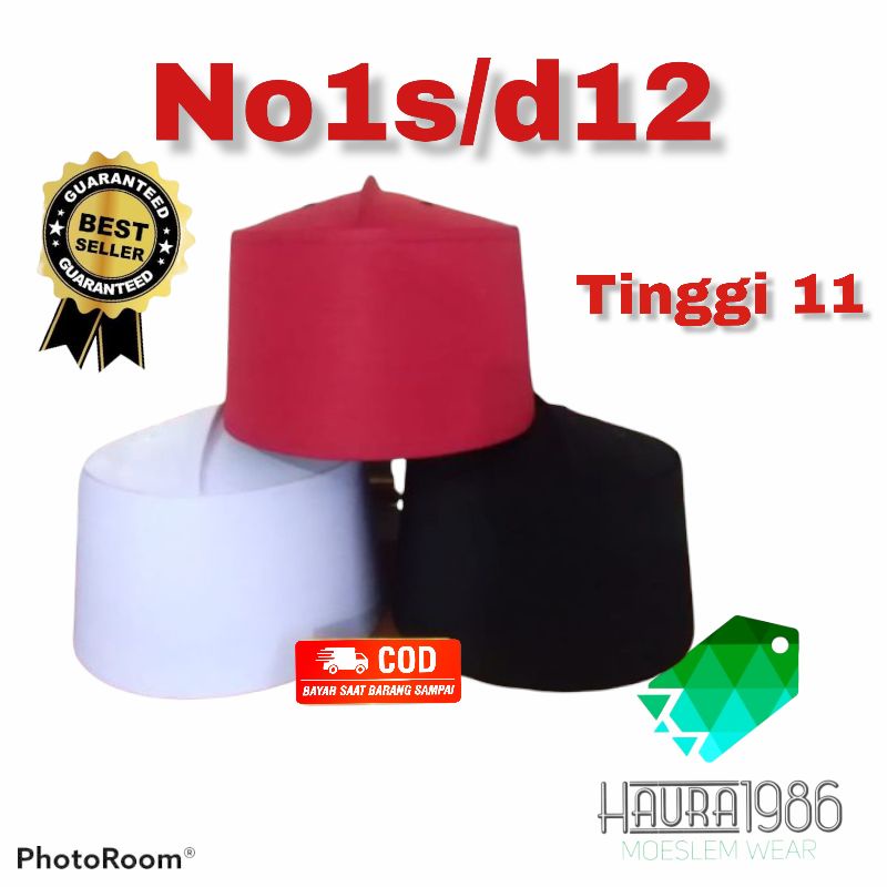 peci assagofah/Peci Putih polos / peci hitam polos/tinggi 11cm