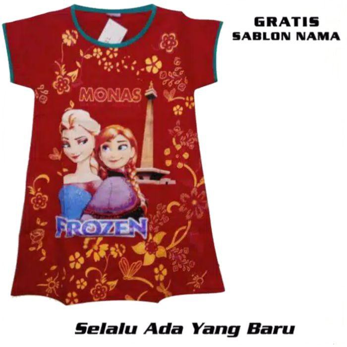 DRESS ANAK/DASTER ANAK/DASTER FROZEN JAKARTA MONAS GRATIS SABLON NAMA Murah
