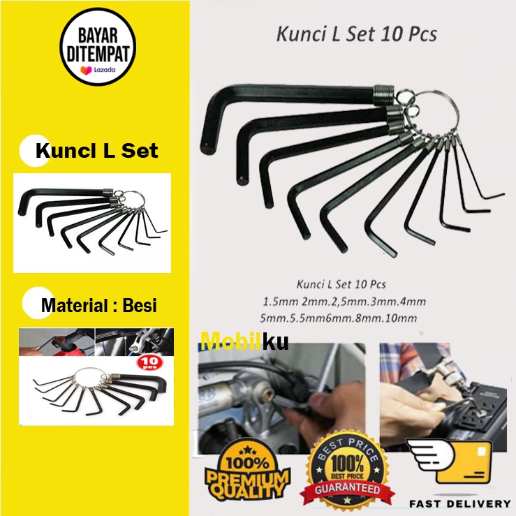 [BISA COD] Kunci L Set Hex Key Ring 10in1 Tools Wrench Kunci L Set Hex Key Ring 10 in 1 Tools 10 Pcs