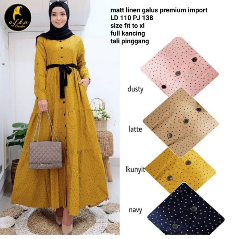 GAMIS KATUN LINEN IMPORT/FULL KANCING