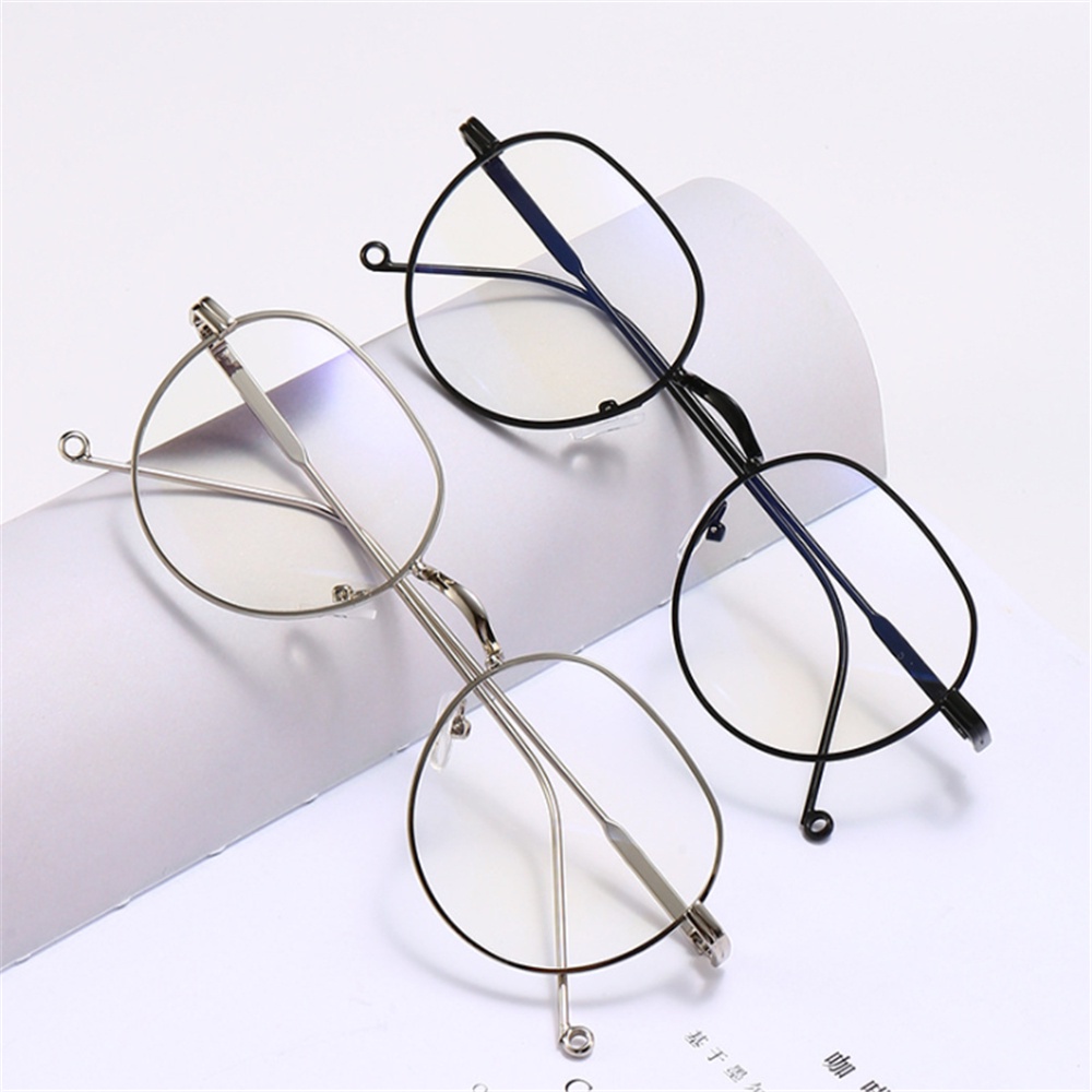 ROW Unisex Optical Spectacle Ultralight Eyeglasses Flat Mirror Eyewear Round Frame High-definition Fashion Metal Myopia Glasses/Multicolor