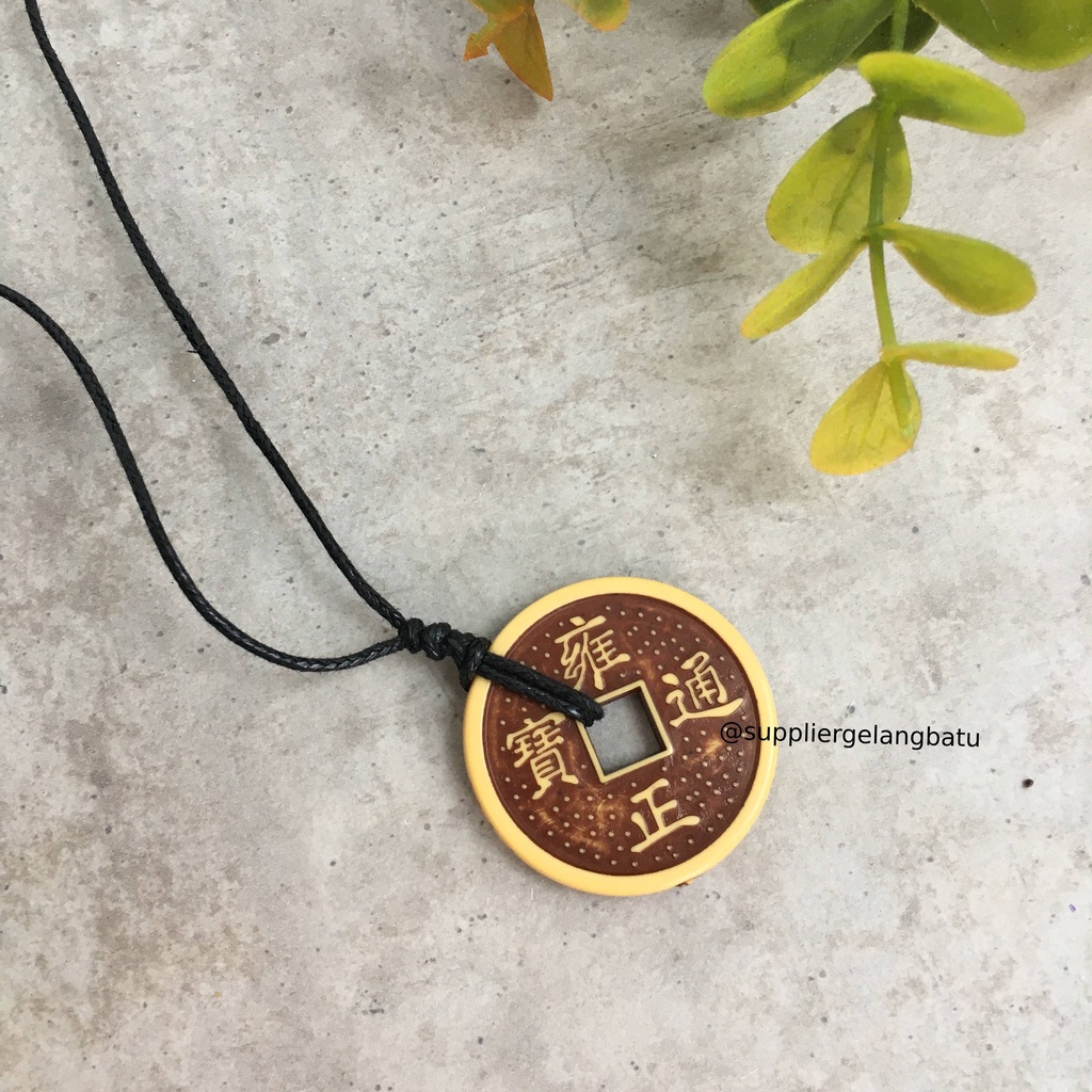 KALUNG Koin Kuno China Kayu ADJUSTABLE NECKLACE ANTI LUNTUR GROSIR