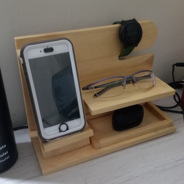 Holder HP Kacamata Jam Tangan Stand Kayu Tempat Aksesoris