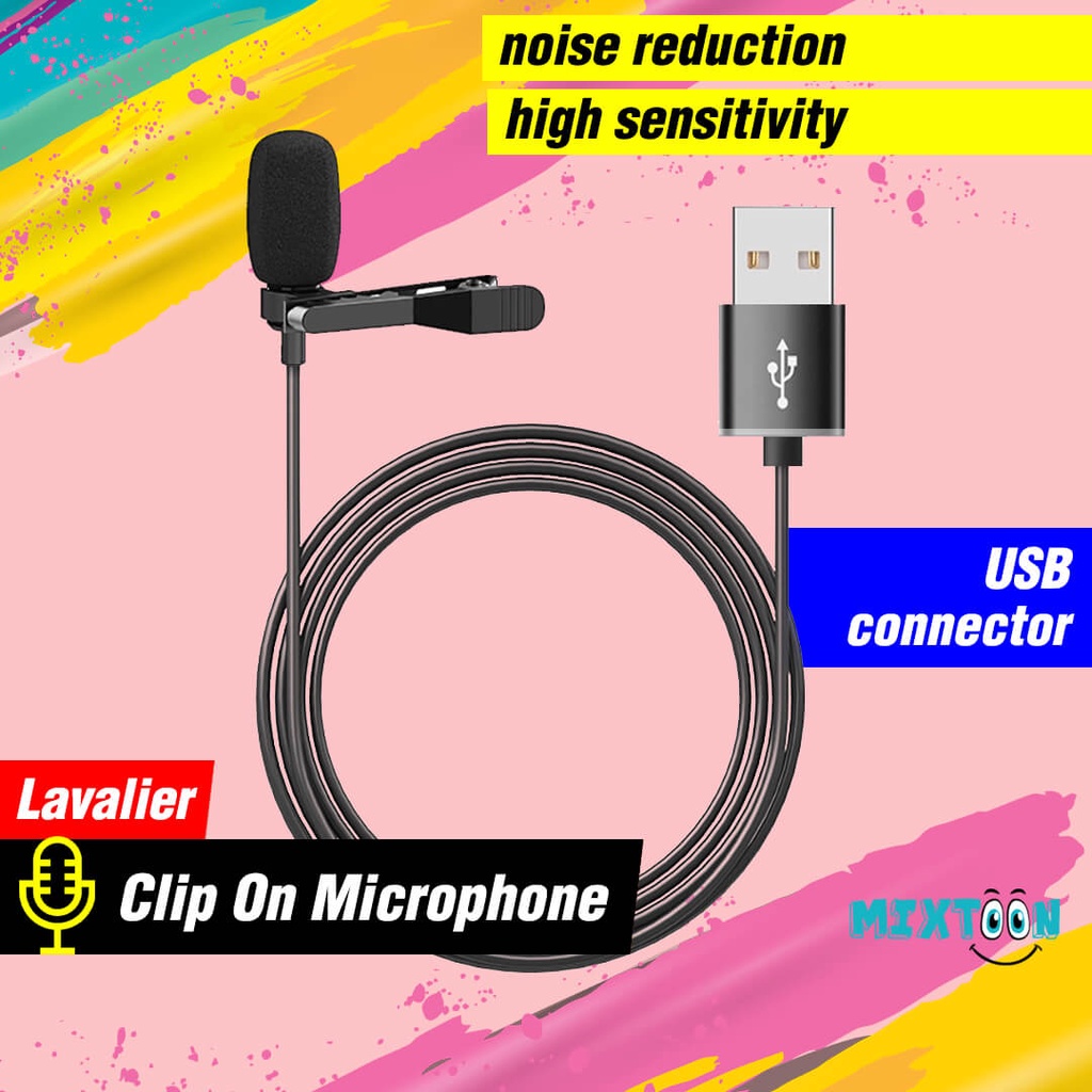 Mic Clip On USB 3.5mm Type C iPhone Microphone HP Mikrofon Klip Jepit Microfon Lavalier Kabel Panjan