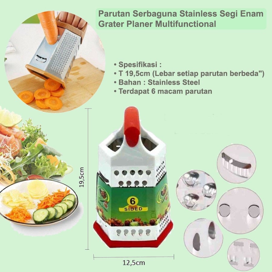 Parutan Stainless Serbaguna 6in1 - Grater Planer Multifunctional Termurah