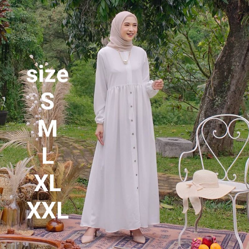 gamis terbaru baju gamis baju gamis wanita gamis dress Nayara Putih Polos Putih Best Seller Umroh KE