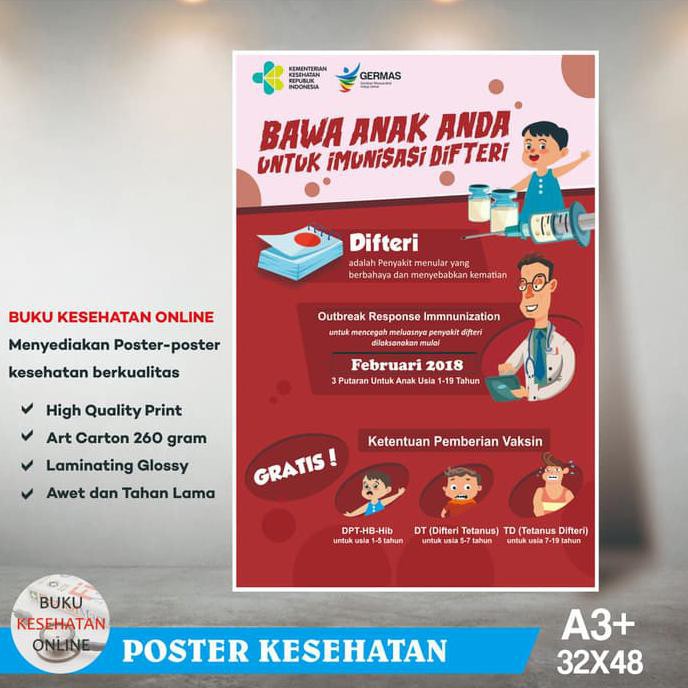 

Poster Kesehatan Difteri B - Laminating Glossy PRODUK TERBATAS