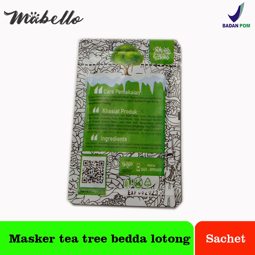 Masker wajah masker muka mabello bedda lotong