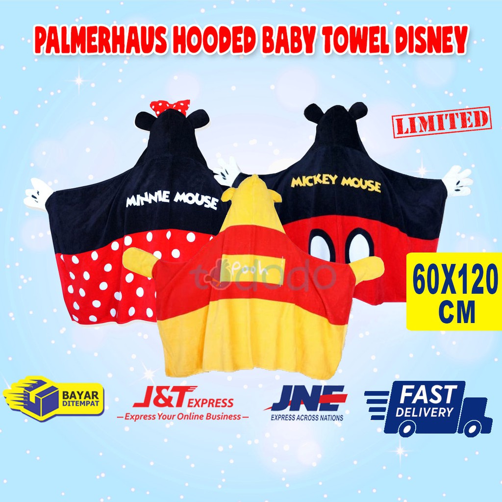 Handuk Topi Bayi Anak Little Palmerhaus Hooded Baby Towel Disney