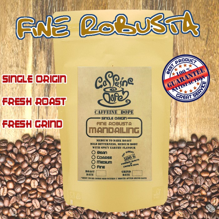 

Kopi Robusta Mandailing 500 Gr -Fine Robusta- Bean/Biji & Ground/Bubuk