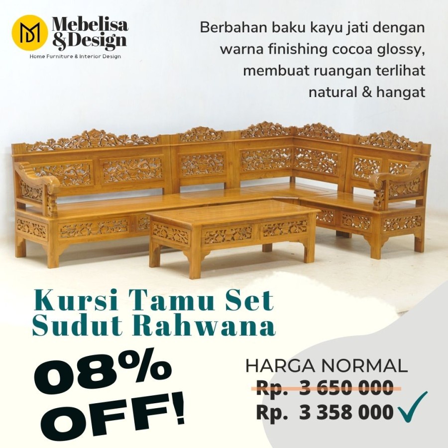 Kursi Tamu Sudut Set Rahwana, Kursi Meja Tamu L Rahwana