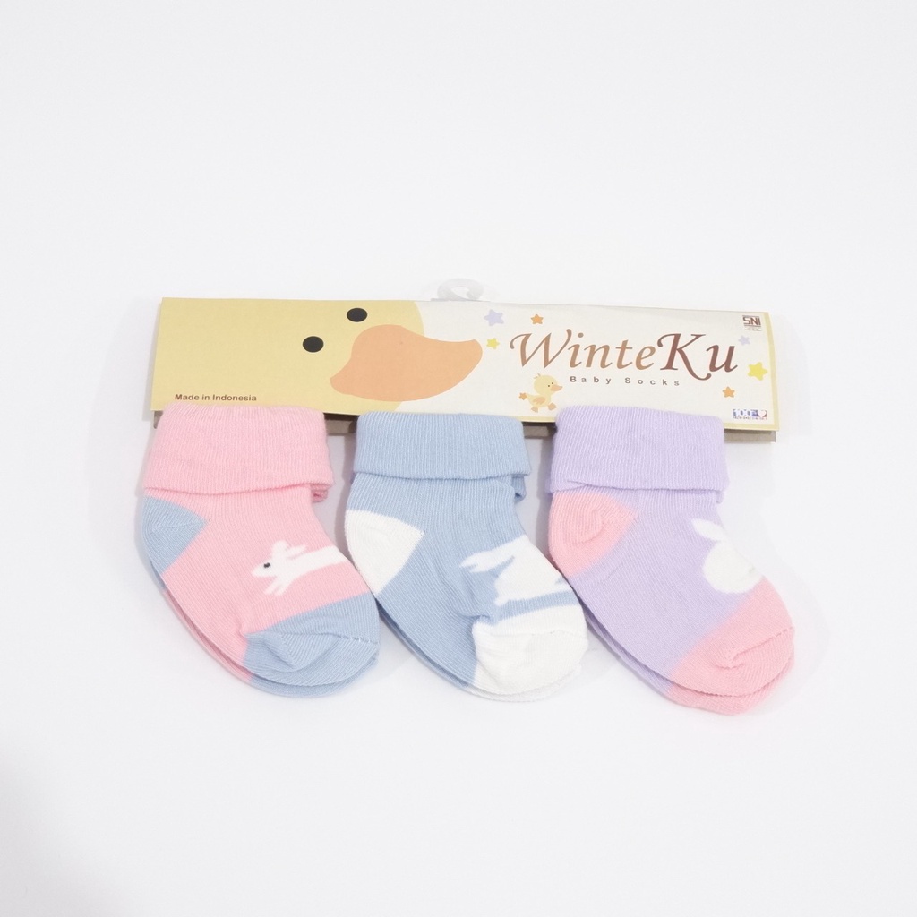 Kaos Kaki New Born isi 3pcs Winteku Animal's  Girl