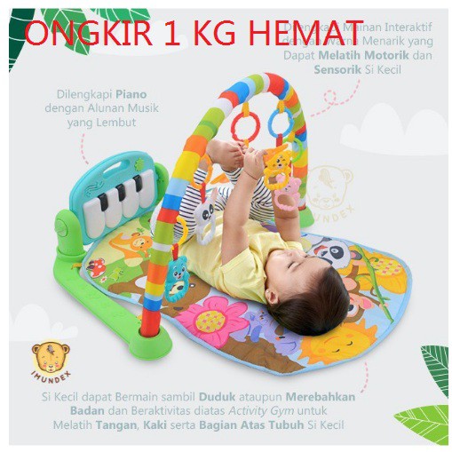 BABY GYM musical set musik bayi playmat matras mainan piano berkarakter dan rattles lucu