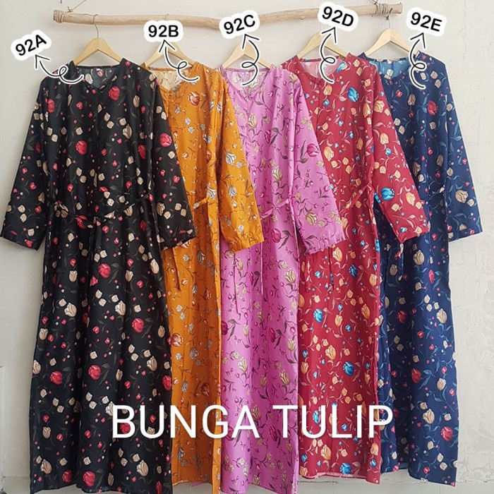 gamis anak remaja tanggung perempuan katun motif bunga umur 12-14 thn - Sakura Navy