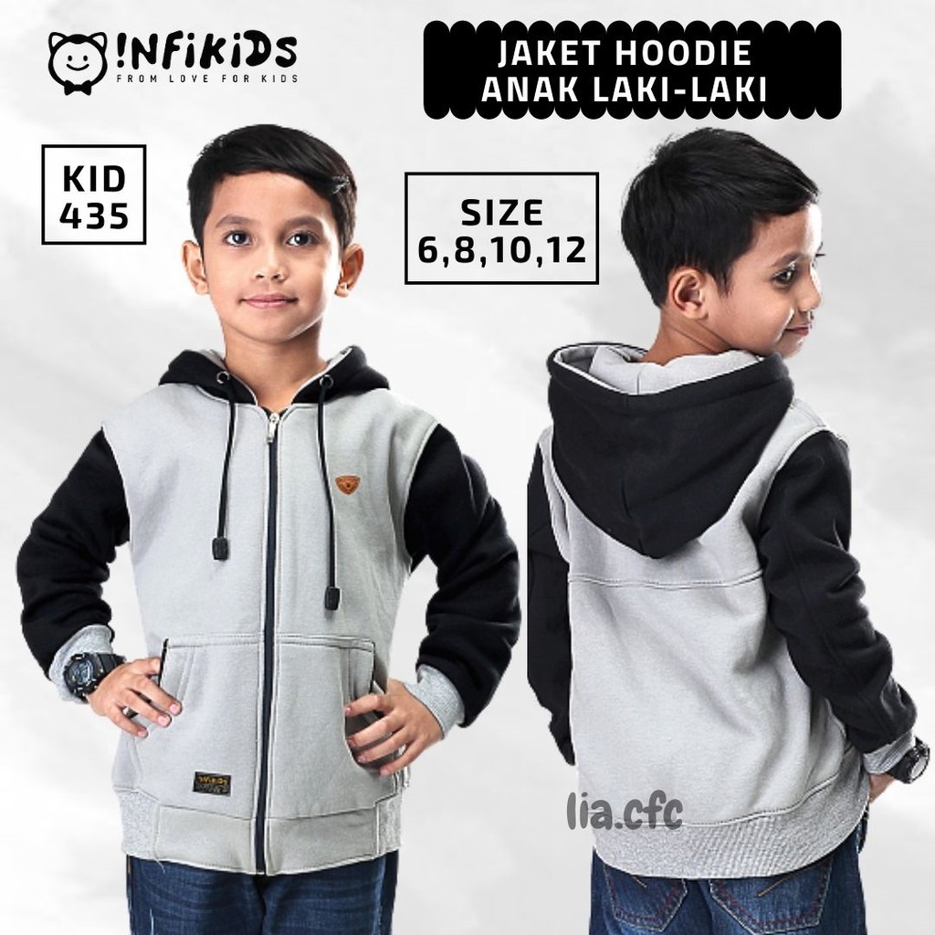 Jaket Hoodie Anak  Laki Laki Cowok  Abu Modis Usia Umur  5 