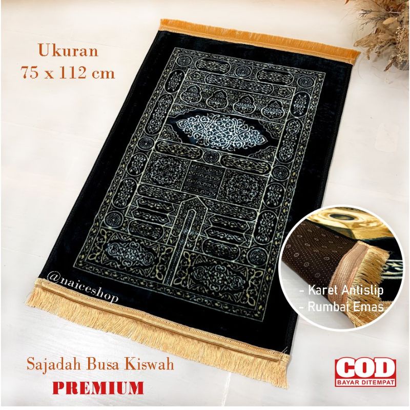 Sajadah Tebal Anti Slip Model  | BUSA KISWAH | 75x110 cm Dewasa Kado Guru Souvenir Umroh Haji