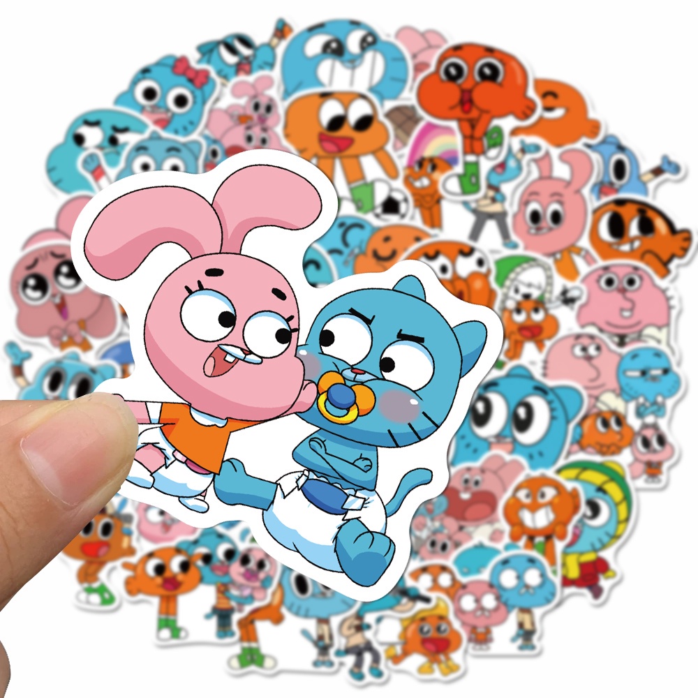 50pcs Stiker Desain Kartun The Amazing World Of Gumball Anti Air Untuk Dekorasi Laptop / Gitar