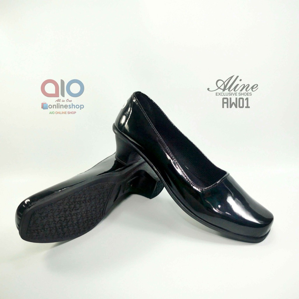 Aline Pantofel Glossy Wanita Hak Pump 5 Cm Sepatu Formal Kerja Kantor Kilap Glosy AW01