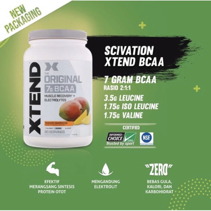 X TEND XTEND BCAA SCIVATION 90 SERVING BCAA POWDER SUPLEMEN FITNES KESEHATAN GYM MAKANAN RECOVERY