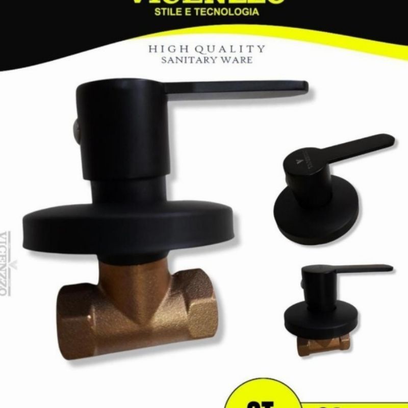 Stop kran tanam air dingin hitam / kran wall shower tanam hitam