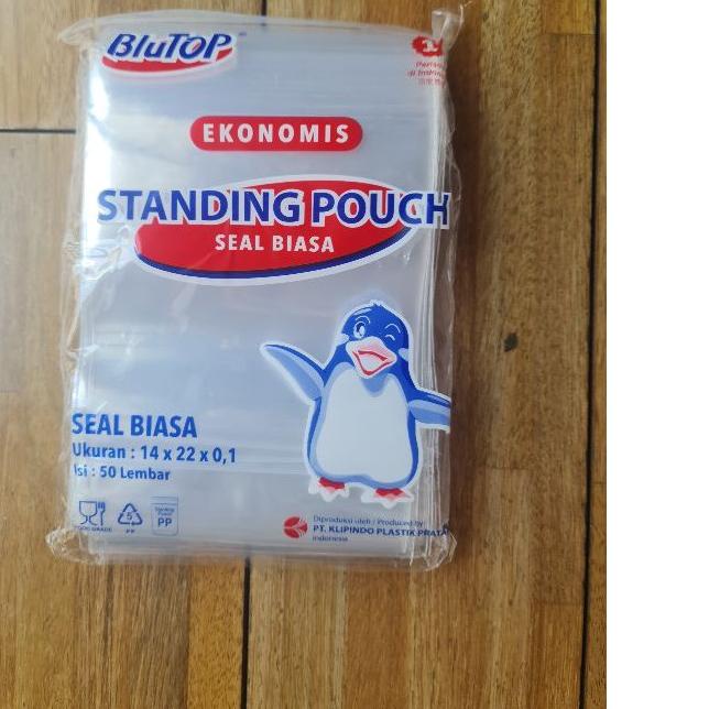 ♚ Standing Pouch blutop 14x22 single seal/seal biasa ♘