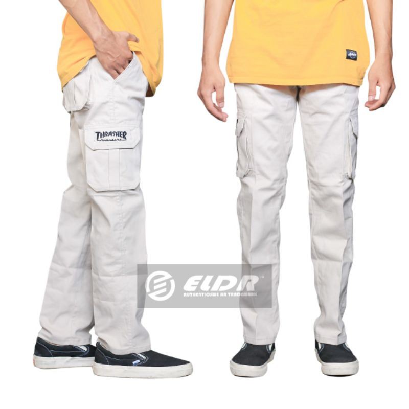 Celana Pria Cargo Panjang Thrasher 28 sd 34 Catton Twill Celana Outdoor Hiking-kream