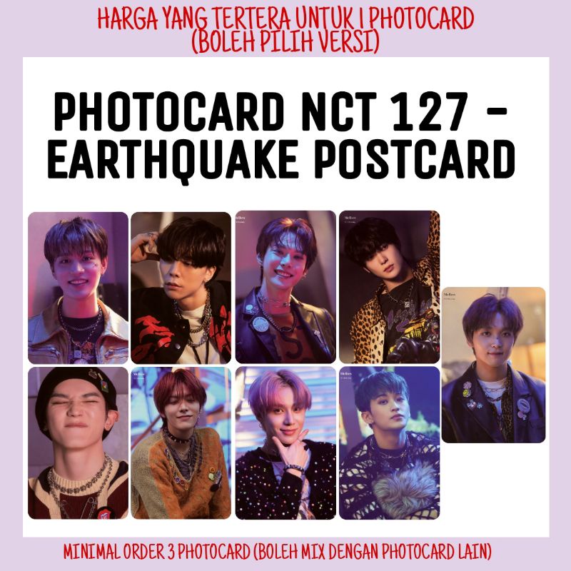 UNOFFICIAL PHOTOCARD NCT 127 - EARTHQUAKE POSTCARD SET MURAH KPOP