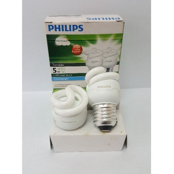 PHILIPS TORNADO LAMPU SPIRAL 5 WATT PAKET TWINPACK COOL DAYLIGHT / PUTIH