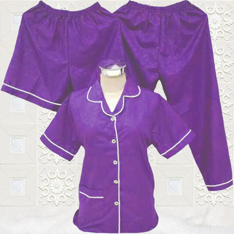 ISANNY PIYAMA SET SATEN EMBOS 3IN1 L/PIYAMA DEWAS/READY 20 WARNA-MAGENTA