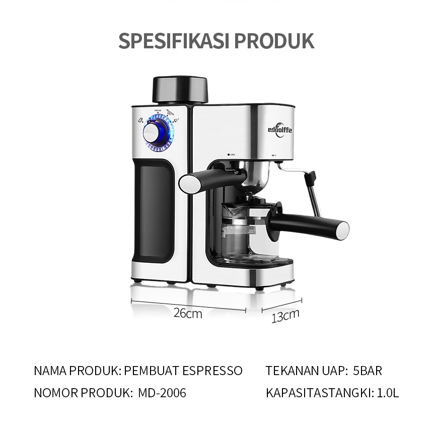 【Produk asli】mesin kopi multifungsi profesional/ mesin gelempung uap/2in1 seba guna/ handtouch kristal hitam