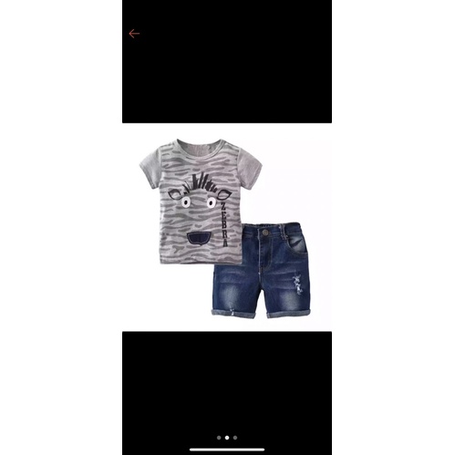 setelan baju dan celana pendek levis anak motif zebra 1-5 tahun grosir