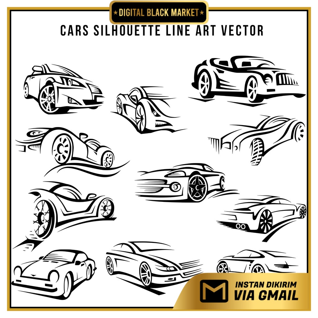 Cars Silhouette Line Art Vector - Coreldraw