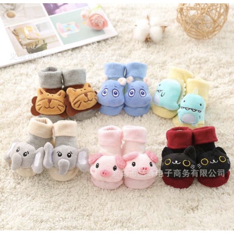 KAOS KAKI PREWALKER BAYI KOREA MOTIF 6 ANIMAL , KAOS KAKI PREWALKER ANTI SLIP BAYI 3D / BABY SHOES