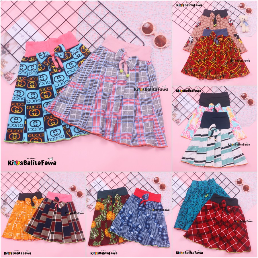 Rok Cassie uk 1-4 Tahun / Rok Anak Perempuan Murah Skirt Pendek Polos  Pakaian Fashion Import