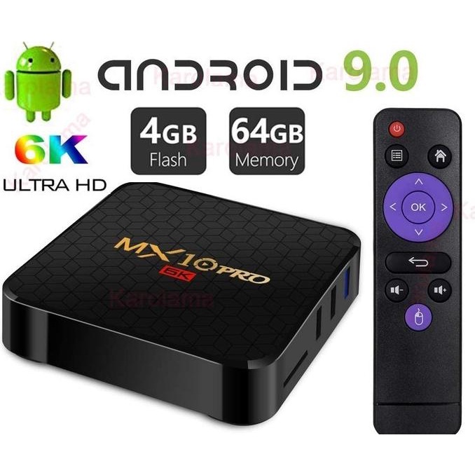 MX10 Pro Android 9.0 Smart TV Box 6K Ultra HD - RAM 4GB ROM 64GB