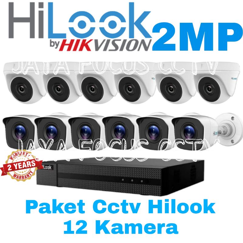 Paket cctv hilook 16 channel 12 camera hilook 2mp 1080p Komplit Tinggal Pasang